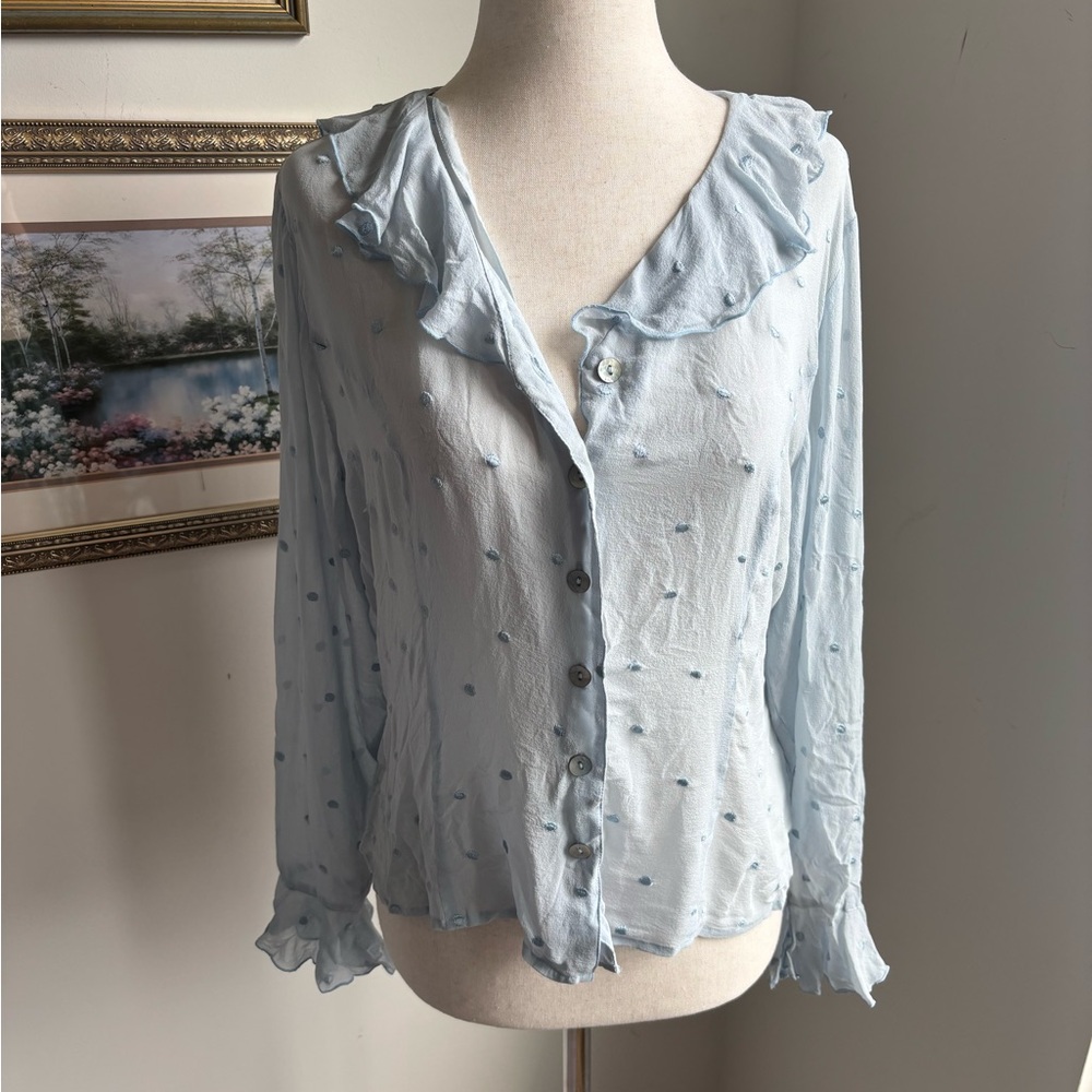 100% Silk Ruffle Blouse